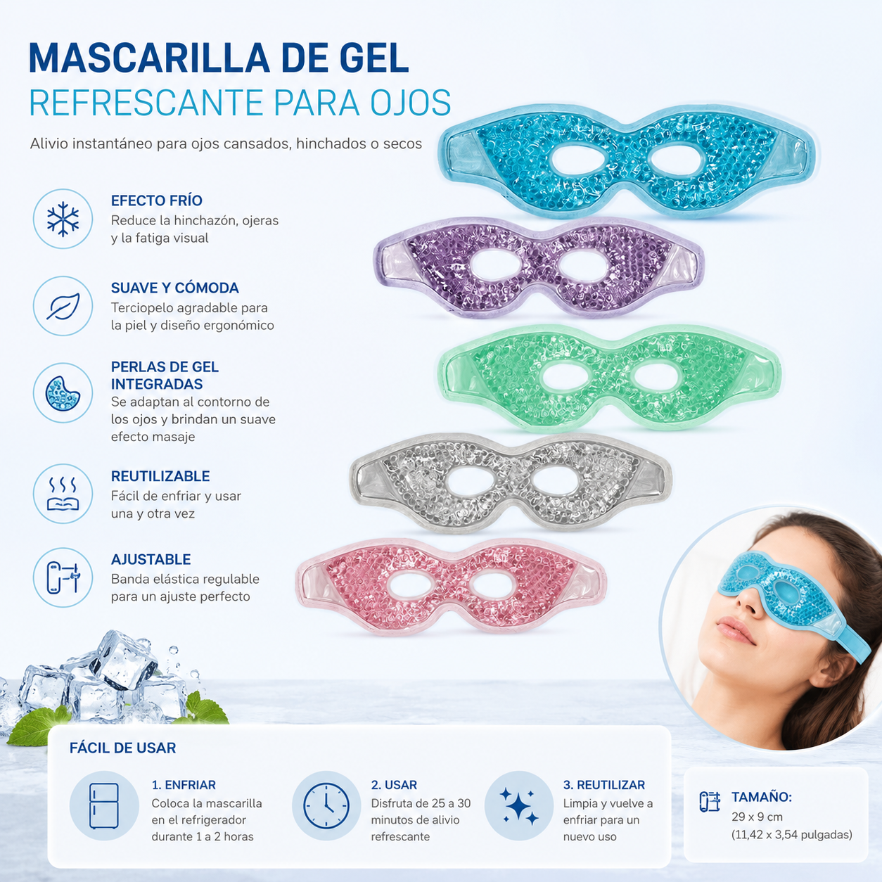 MASCARILLA DE GEL REFRESCANTE PARA OJOS