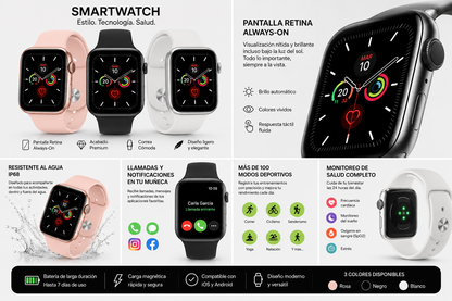RELOJ INTELIGENTE SMARTWATCH T500 DOBLE